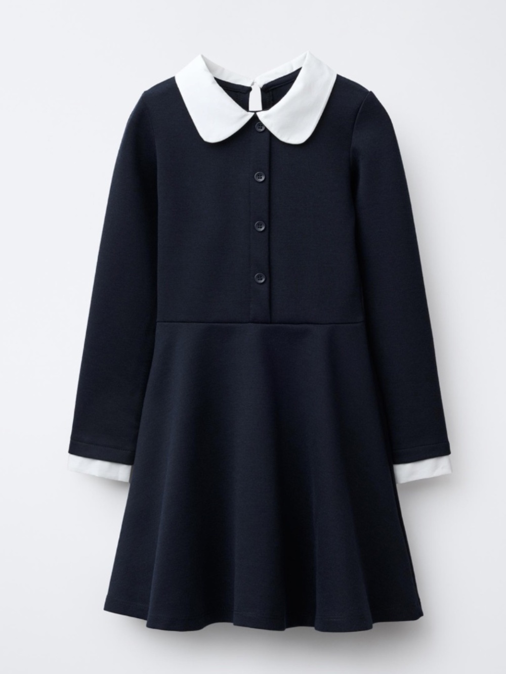 Zara Girl's Contrast Dress with Peter Pan Collar - Navy/White - Sz US 11-12